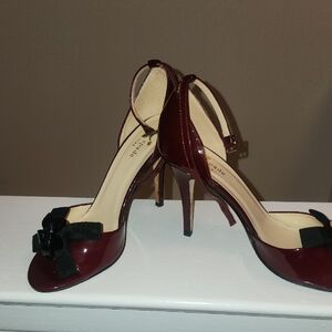 Kate Spade Burgundy Heels with Black Bow